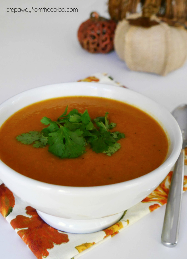 Low Carb Pumpkin Soup with Indian Spices - perfect for a Thanksgiving meal!
