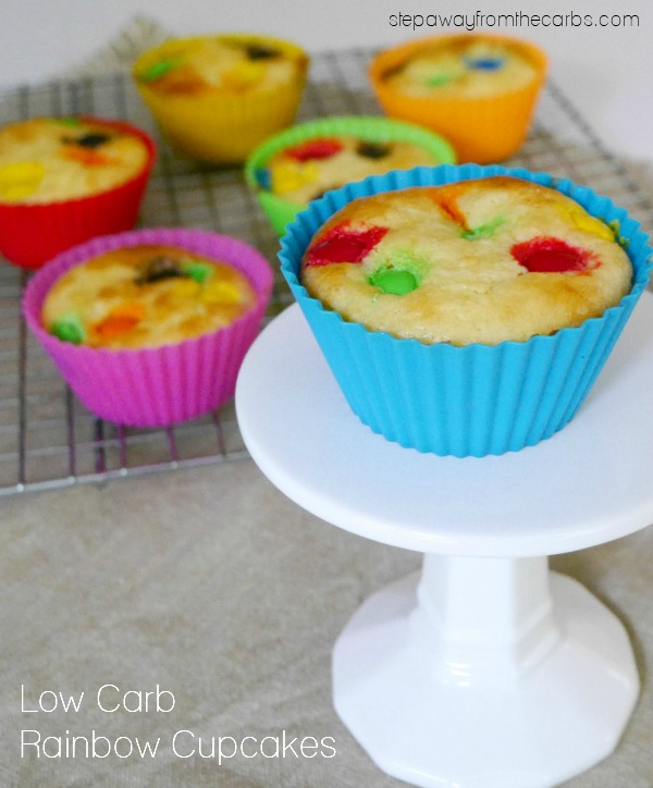 Low Carb Rainbow Cupcakes - made with Atkins Chocolate Candies