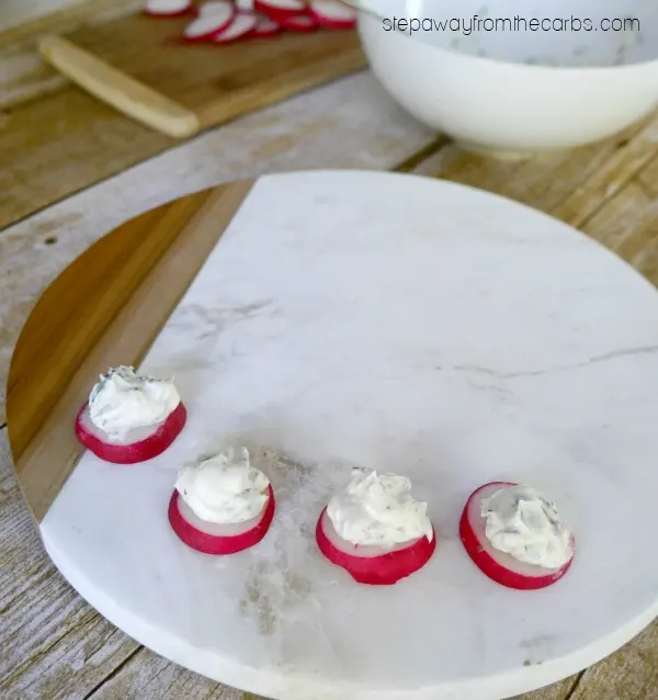Radish and Creamy Anchovy Canapés - low carb finger food for entertaining!