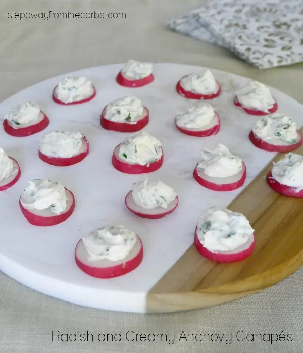 Radish and Creamy Anchovy Canapes