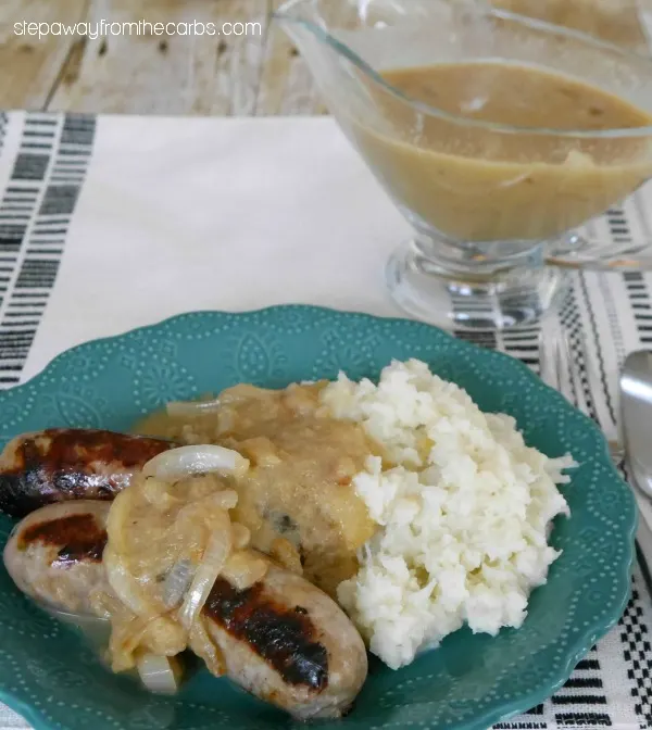 Low Carb Bangers and Mash - a classic British dish a with a low carb twist!