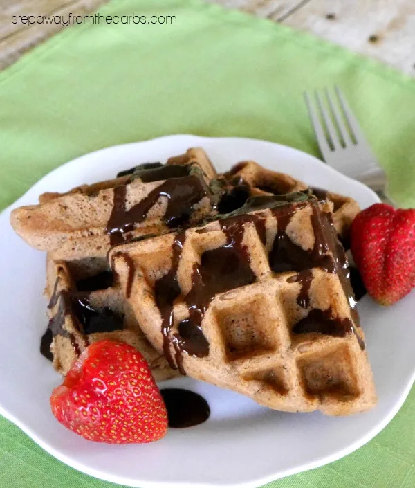 Low Carb Chocolate Waffles - a sugar free recipe that's perfect for breakfast or brunch!
