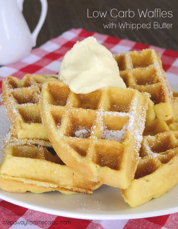 Low Carb Waffles with Whipped Butter - a tasty breakfast recipe that is sugar free, gluten free, and keto!