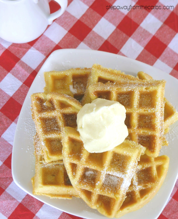 Low Carb Waffles with Whipped Butter - a tasty breakfast recipe that is sugar free, gluten free, and keto!