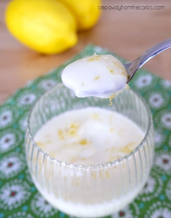 Low Carb Lemon Posset - a three ingredient dessert recipe. Sugar free, keto, LCHF.