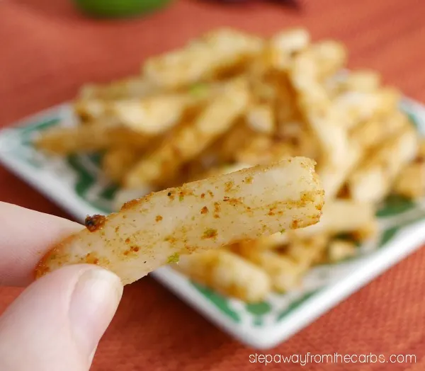 Jicama with Lime and Chipotle - a spicy Mexican low carb snack or appetizer!