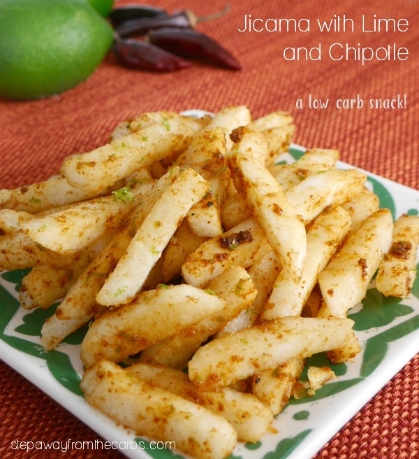 Jicama with Lime and Chipotle - a spicy Mexican low carb snack or appetizer!