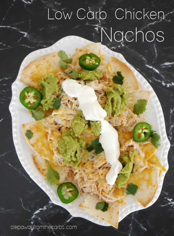 Low Carb Nachos with Chicken - perfect to serve as an appetizer or snack to share!