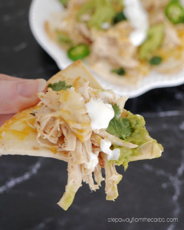 Low Carb Nachos with Chicken - perfect to serve as an appetizer or snack to share!