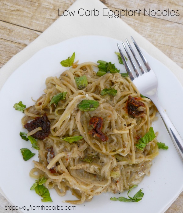 Low Carb Eggplant Noodles - a healthy vegetarian alternative to pasta!
