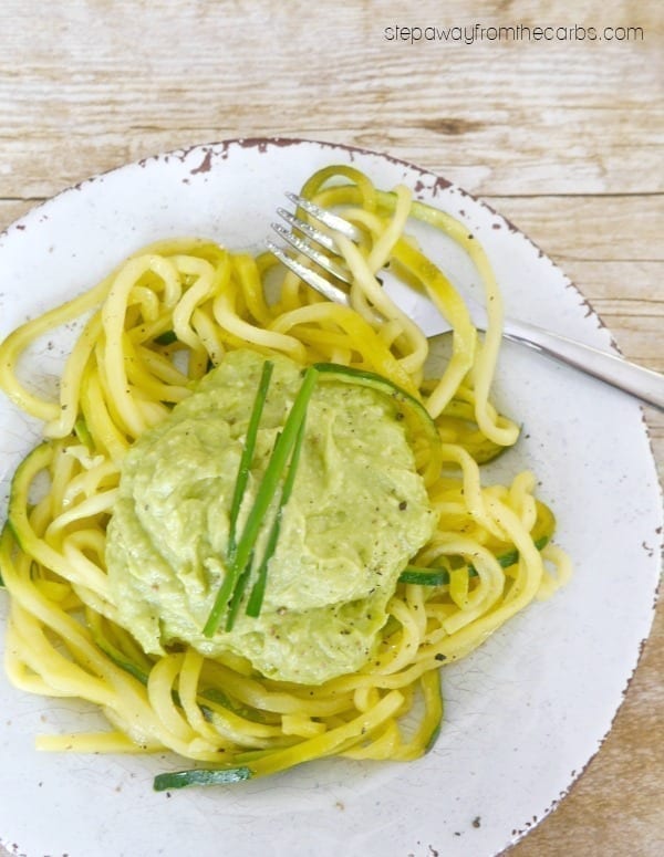 Zoodles with Avocado Sauce, a low carb, keto, LCHF and vegetarian recipe