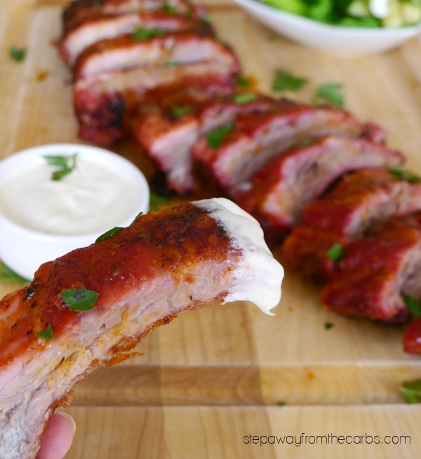 Low Carb Buffalo Ribs on the Grill - super easy to cook!