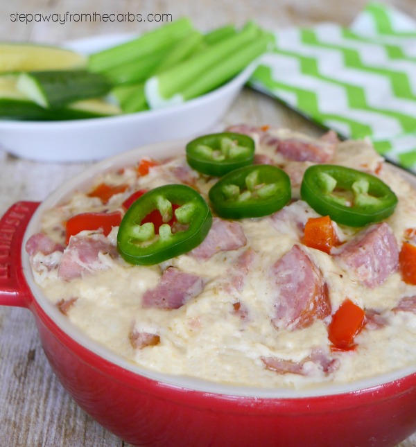 Low Carb Cajun Andouille Cheese Dip - a keto and LCHF recipe 