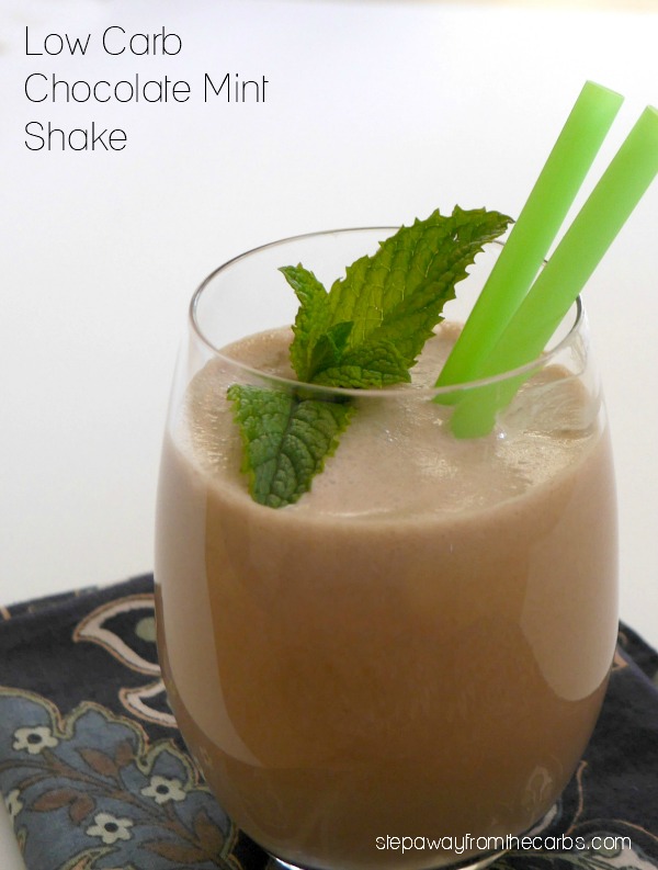 Low Carb Chocolate Mint Shake. Thick, creamy, and delicious! LCHF, keto, and sugar free recipe.