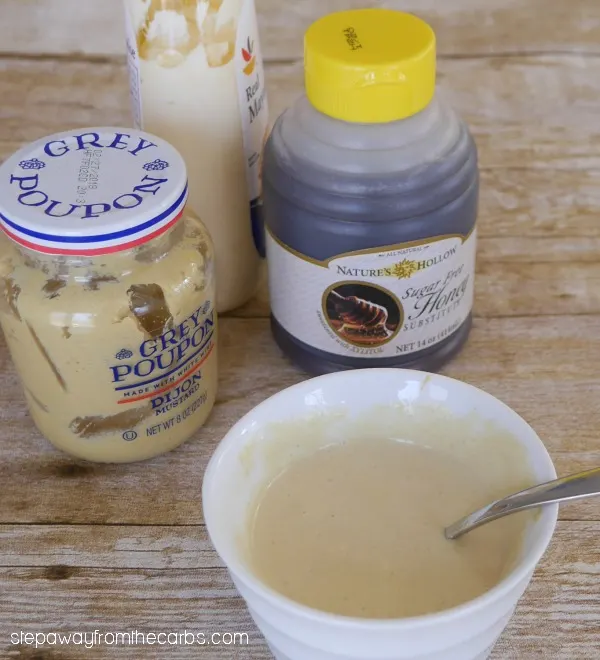 Low Carb Honey Mustard Sauce - three ingredient recipe. Sugar free and keto. 