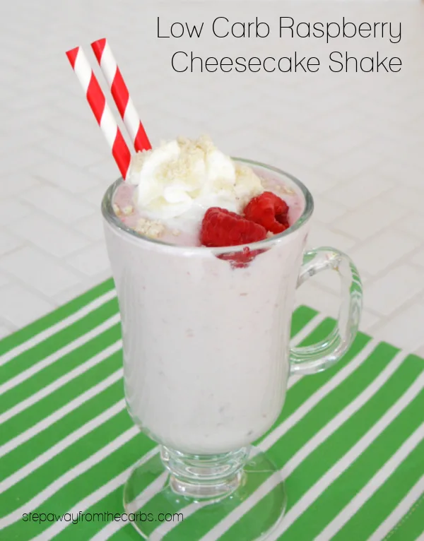 Low Carb Raspberry Cheesecake Shake - sugar free, LCHF, and keto recipe