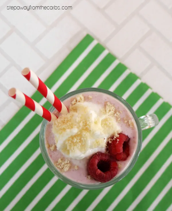 Low Carb Raspberry Cheesecake Shake - sugar free, LCHF, and keto recipe