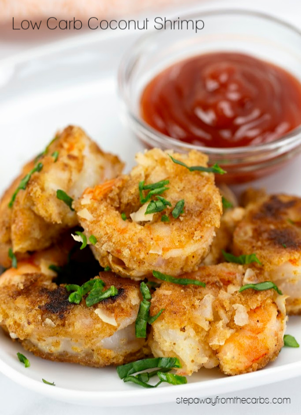 Low Carb Coconut Shrimp - a crunchy appetizer recipe that is gluten free and keto friendly! With video tutorial.