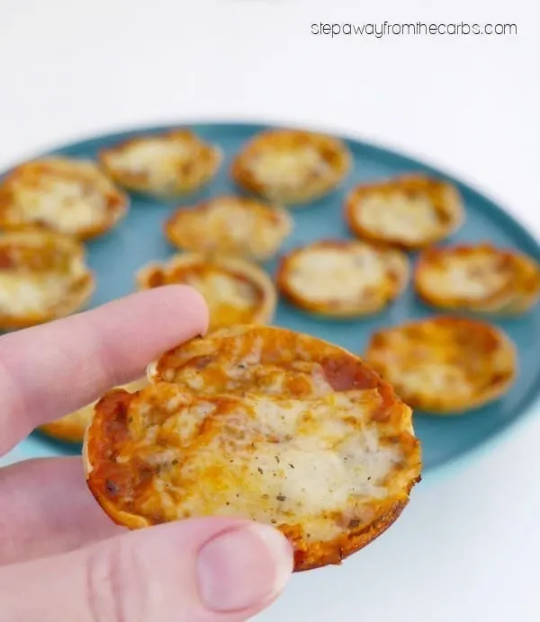 Low Carb Pizza Bites - only five ingredients, including a low carb tortilla base. Great for entertaining!
