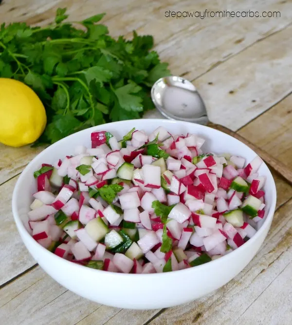 Low Carb Radish and Cucumber Salad - a refreshing, colorful, and tasty side dish recipe