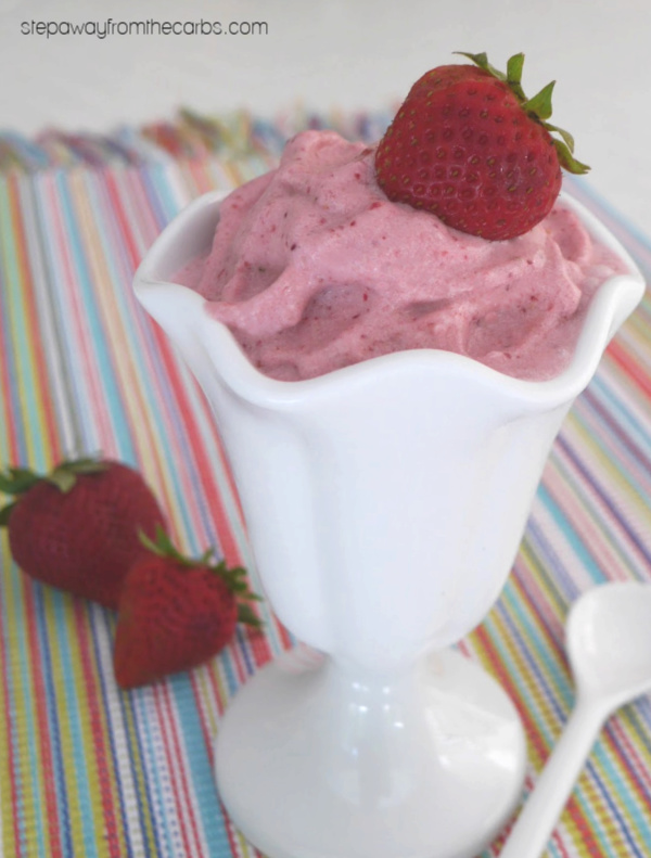 Low Carb Quick Strawberry Ice Cream - a sugar free recipe that's ready in just a few minutes!