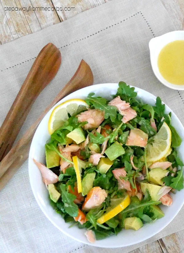 Salmon, Avocado and Arugula Salad with Lemon Dressing - a wonderful low carb and keto recipe