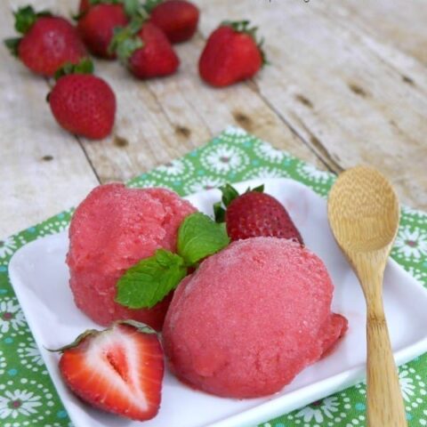 Low Carb Strawberry Sorbet with Vodka