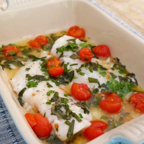 Roasted Cod with Tomatoes and Herbs