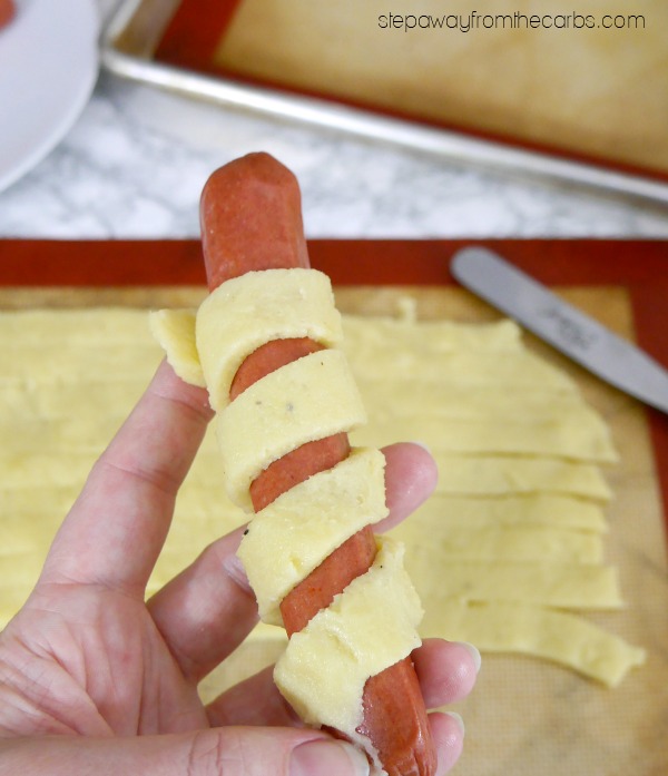 Low Carb Mummy Dogs - a keto, gluten free, and LCHF recipe that is perfect for Halloween!