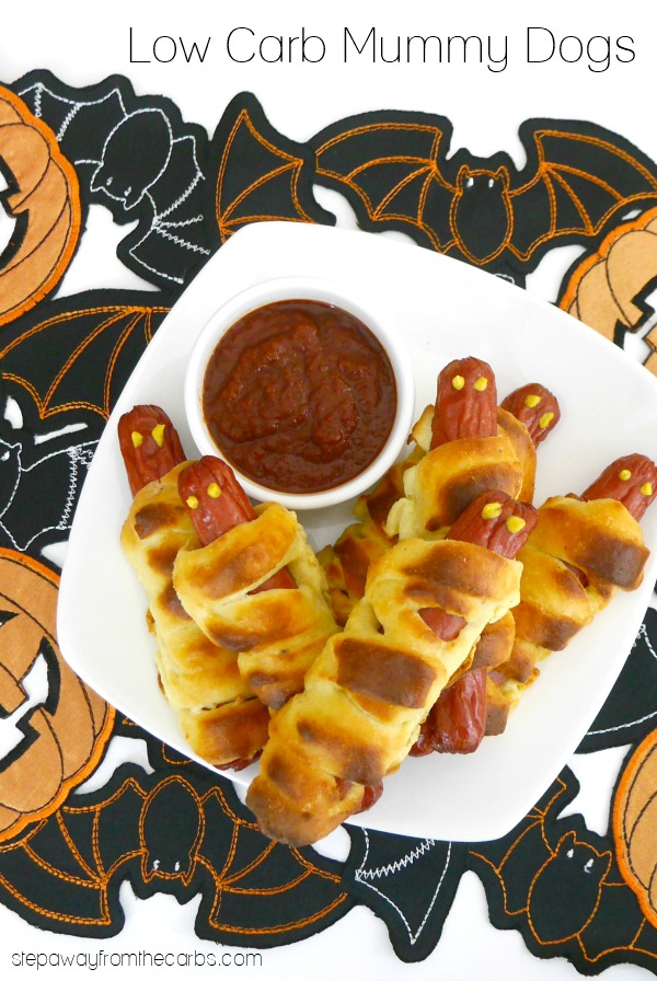 Low Carb Mummy Dogs - a keto, gluten free, and LCHF recipe that is perfect for Halloween!