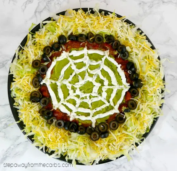 Low Carb Spider Web Dip - perfect for Halloween! Keto, gluten free and LCHF recipe. 