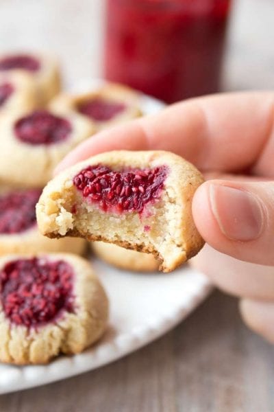 Low Carb Raspberry Thumbprint Cookies