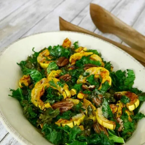 Delicata Squash with Kale and Pecans