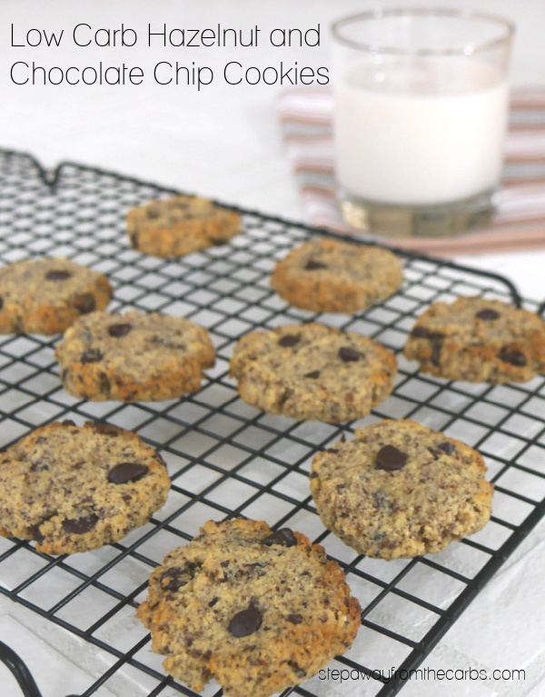 Low Carb Hazelnut and Chocolate Chip Cookies - sugar free, keto, and gluten free recipe with just four ingredients