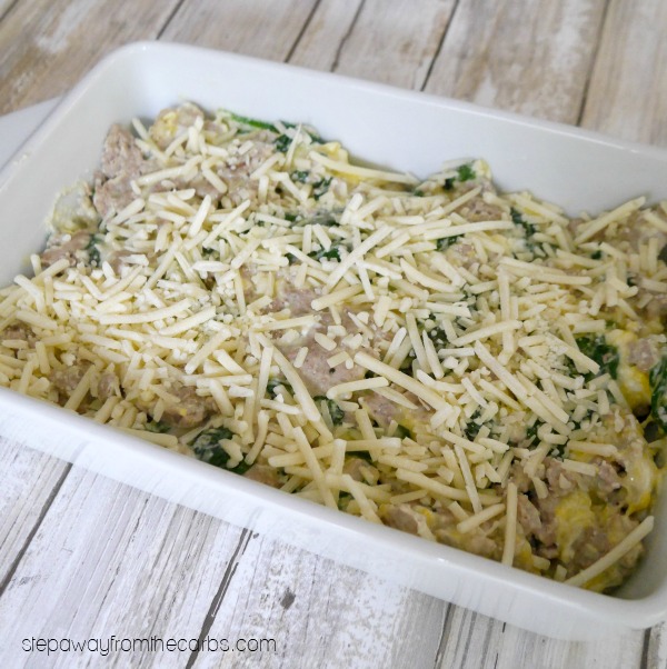 Low Carb Turkey Casserole with Cheese and Spinach - keto comfort food recipe