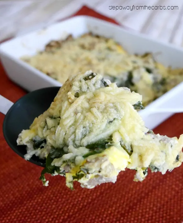 Low Carb Turkey Casserole with Cheese and Spinach - keto comfort food recipe