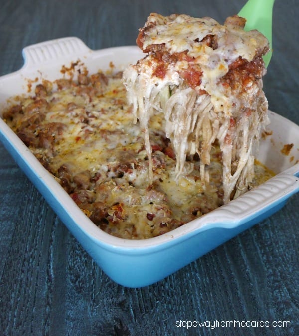 Make Ahead Low Carb Spaghetti Pie - with eggplant noodles! Gluten free and LCHF recipe. 