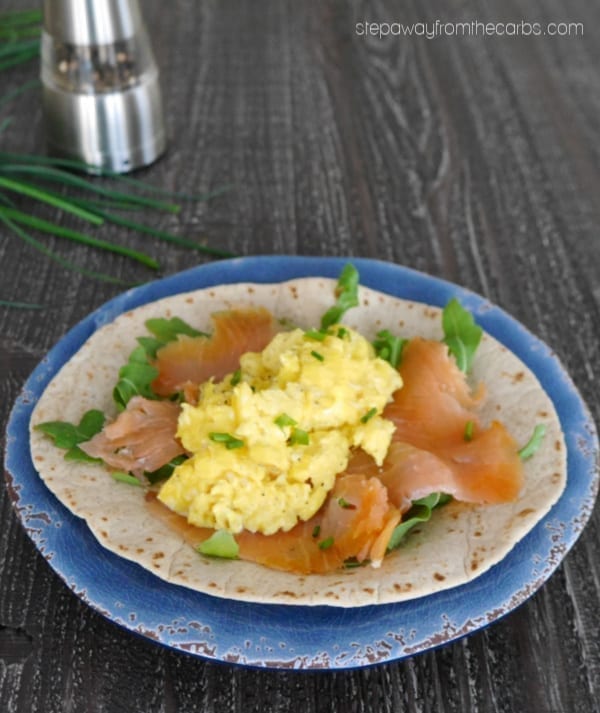 Low Carb Smoked Salmon and Scrambled Egg Breakfast Wraps - the perfect way to start the day!