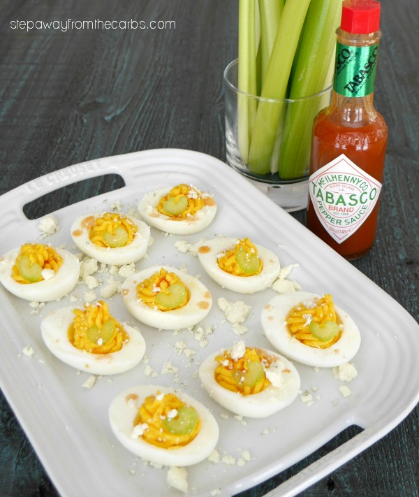Spicy Buffalo Deviled Eggs - a low carb recipe perfect for entertaining, appetizers, and game days!