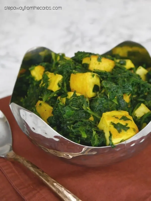 Low Carb Saag Paneer - a tasty Indian side dish made with spinach and cheese! Keto recipe.