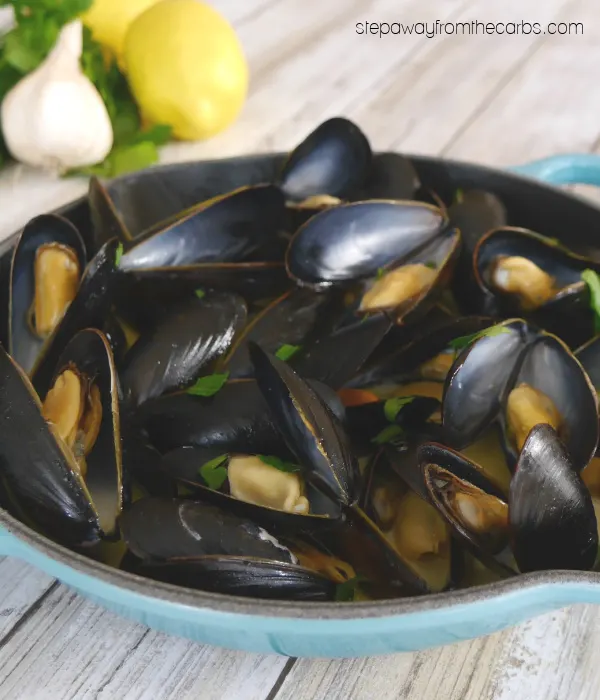 Steamed Mussels with Garlic and Lemon - a low carb and keto appetizer or light lunch