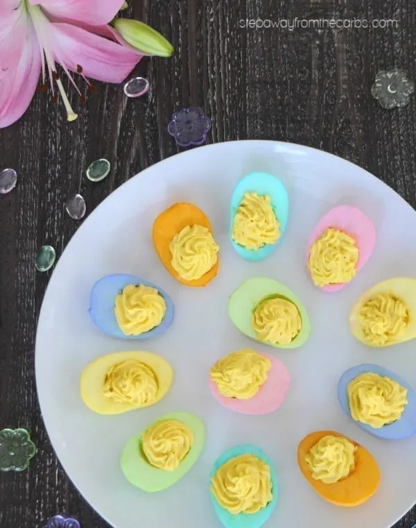 Easter Deviled Eggs - a pretty low carb appetizer that your guests will love! 