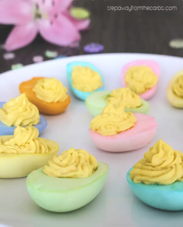 Easter Deviled Eggs - a pretty low carb appetizer that your guests will love! 