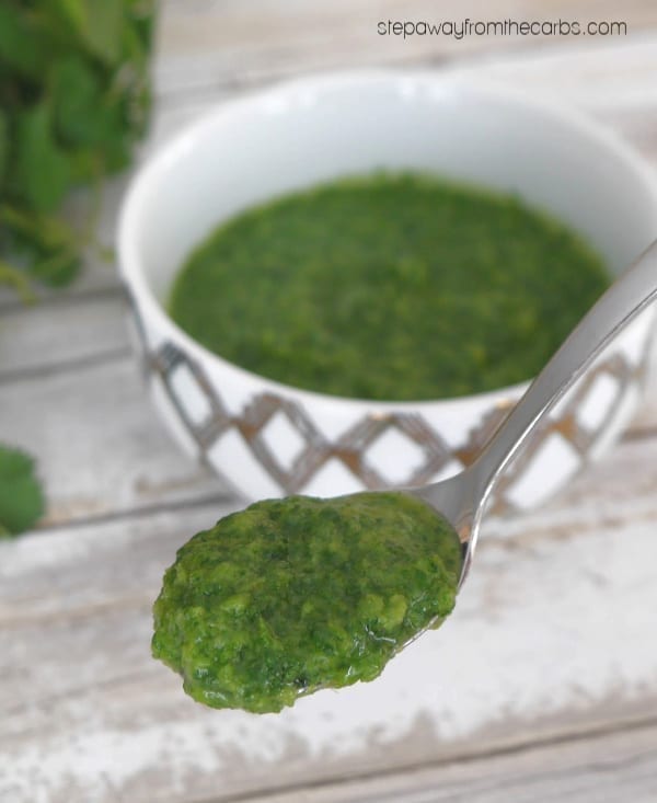 Low Carb Cilantro Chutney - a fantastic condiment that goes with any Indian meal!