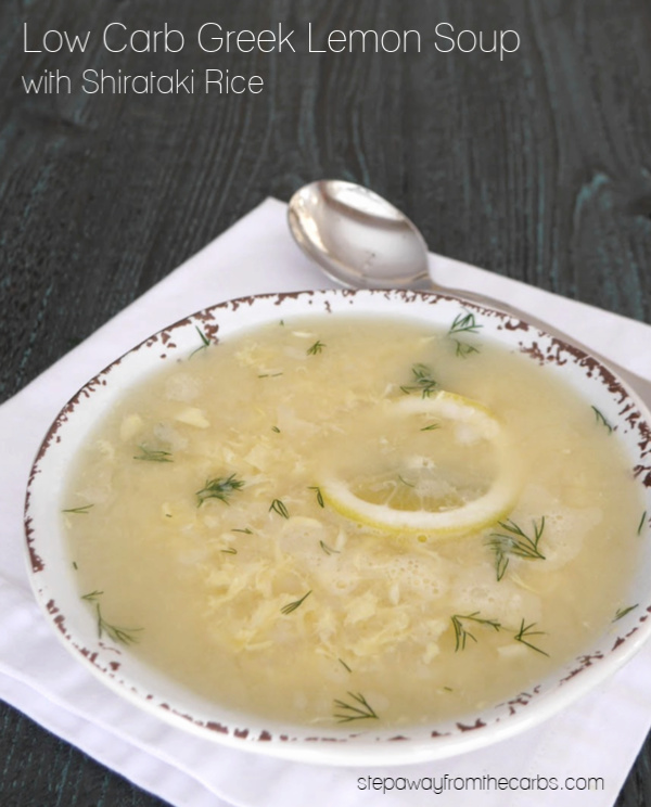 Low Carb Greek Lemon Soup with Shirataki Rice - a filling and comforting keto recipe