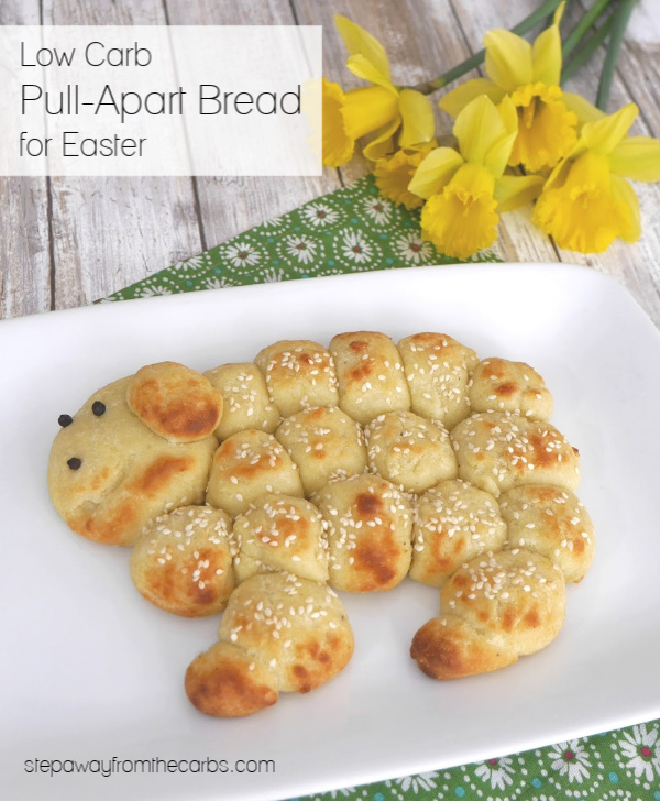 Low Carb Pull-Apart Bread for Easter - a cute Easter lamb made from FatHead dough! Keto, gluten free, and LCHF recipe.
