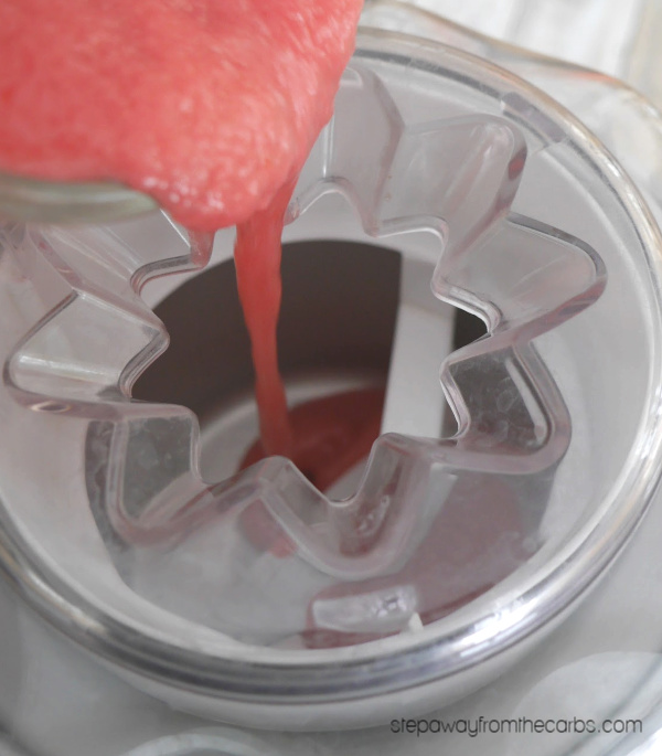 Low Carb Rhubarb Sorbet with Gin - a delicious and refreshing sugar free dessert recipe.