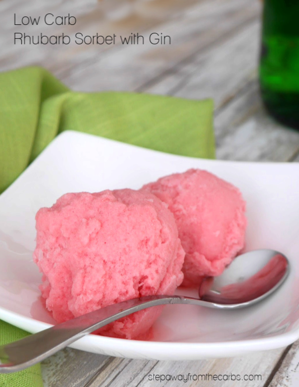 Low Carb Rhubarb Sorbet with Gin - a delicious and refreshing sugar free dessert recipe.