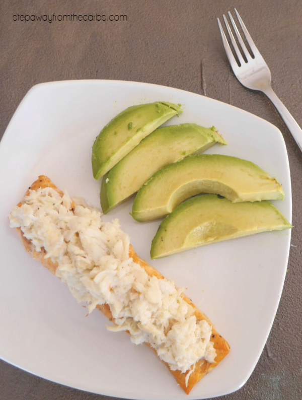 Low Carb Crab Topped Salmon - a sushi-inspired keto recipe!