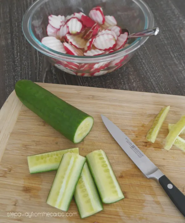 Pickled Radish and Cucumber Salad - a refreshing and tangy low carb condiment